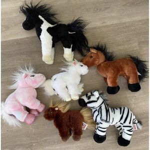 Ganz Webkinz Horse Lot 6 Plush No Code Pony Stuffed Zebra Pink Douglas White
